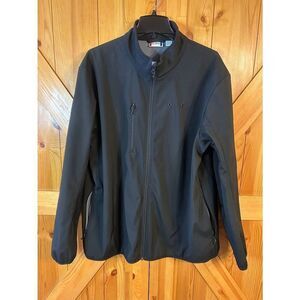 Clique Mens Windbreaker Jacket Black Zipper Pockets Fleece Lined Size XL (5360)
